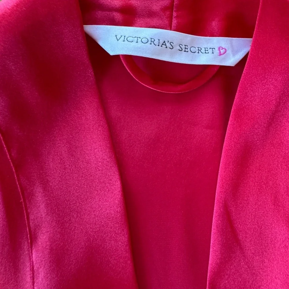 Y2K Victoria Secret Lingerie Set Women S Red Black Lace Satin Robe Slip Babydoll - Picture 13 of 16